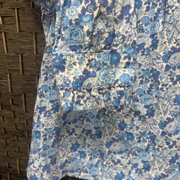 J. Crew Liberty London Blue Floral Ruffled Yoke Blouse Size Small - Picture 6 of 9